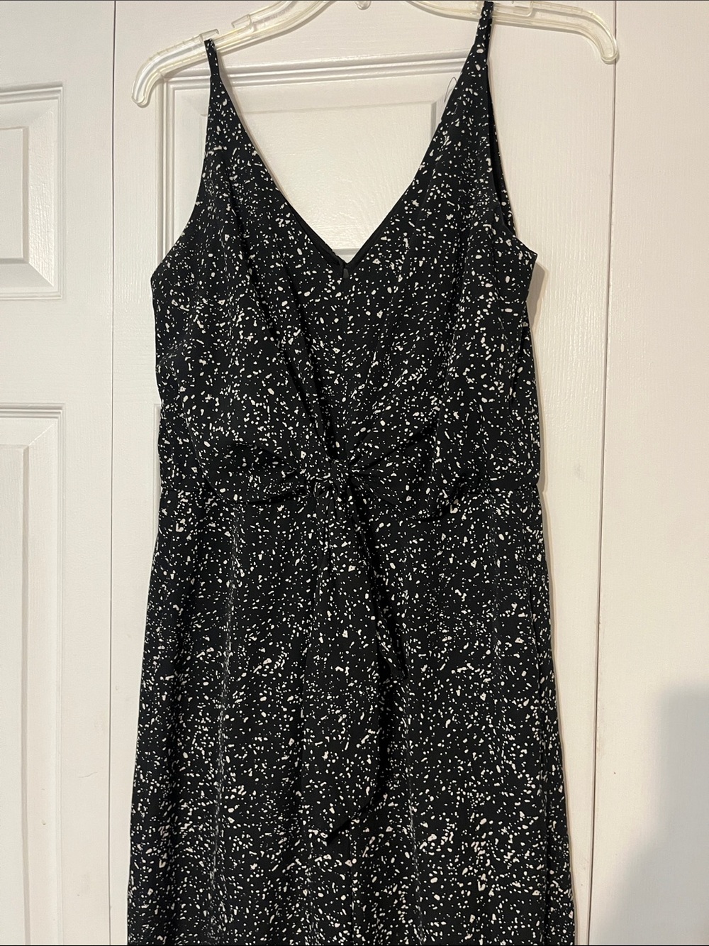 She & Sky Black and White Speckled V-Neck Women's Jumpsuit